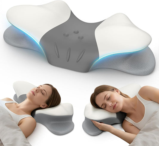Ergonomic Cervical Neck Pillow for Pain Relief - Contour Memory Foam Support for Side, Back & Stomach Sleepers - Perfect for Home, Office & Travel